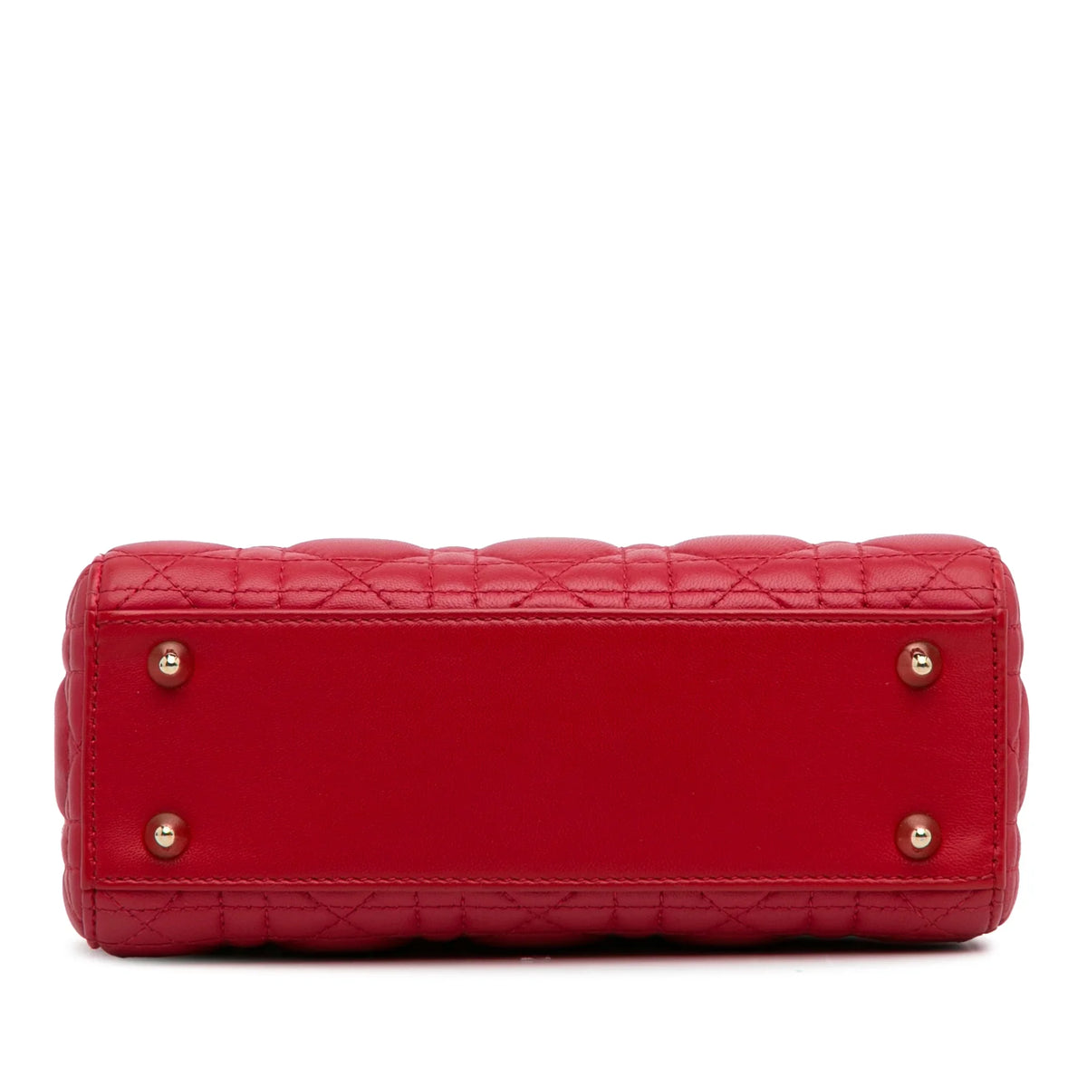 Pre-Owned Authenticated Small Lambskin Cannage My ABCDior Lady Dior Leather Red Satchel Unisex (Good)